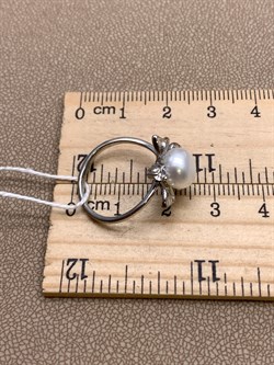 *Кольцо р.17 Белый Жемчуг д.8*8,5мм арт. 1.0409.0.b-282 Вес 2,68 г - фото 324235