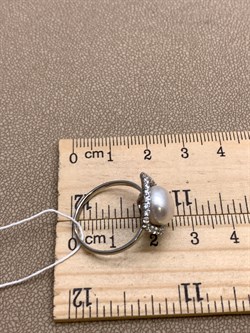 *Кольцо р.18 Белый Жемчуг д.9,5*10мм арт. 1.0823.0.b-948 Вес 2,82 г - фото 324286