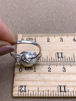 *Кольцо р.18,5 Белый Жемчуг д.10,5*11мм арт. 1.0856.0.b-925 Вес 3,35 г - фото 324294 *Кольцо р.18,5 Белый Жемчуг д.10,5*11мм арт. 1.0856.0.b-925 Вес 3,35 г - фото 324294