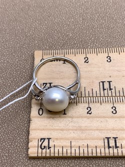 *Кольцо р.18 Белый Жемчуг д.10,5*11мм арт. 1.0856.0.b-417 Вес 3,33 г - фото 324305