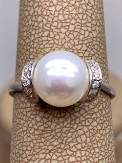 *Кольцо р.18,5 Белый Жемчуг д.9,5*10мм арт. 1.0178.0.b-429 Вес 3,06 г - фото 324322