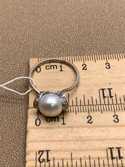 *Кольцо р.18,5 Белый Жемчуг д.9,5*10мм арт. 1.0178.0.b-429 Вес 3,06 г - фото 324325