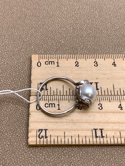 *Кольцо р.18,5 Белый Жемчуг д.9,5*10мм арт. 1.0178.0.b-429 Вес 3,06 г - фото 324326