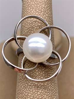 *Кольцо р.17 Белый Жемчуг д.12*12,5мм арт. 1.0432.0.b-378 Вес 6,83 г - фото 324352