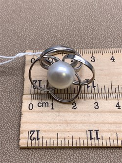 *Кольцо р.17 Белый Жемчуг д.12*12,5мм арт. 1.0432.0.b-378 Вес 6,83 г - фото 324355