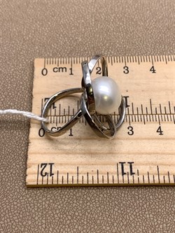 *Кольцо р.17 Белый Жемчуг д.12*12,5мм арт. 1.0432.0.b-378 Вес 6,83 г - фото 324356