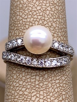 *Кольцо р.17,5 Белый Жемчуг д.7,5*8мм арт. Ж1657р-209 Вес 3,05 г - фото 324384 *Кольцо р.17,5 Белый Жемчуг д.7,5*8мм арт. Ж1657р-209 Вес 3,05 г - фото 324384