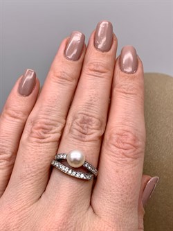 *Кольцо р.17,5 Белый Жемчуг д.7,5*8мм арт. Ж1657р-209 Вес 3,05 г - фото 324385 *Кольцо р.17,5 Белый Жемчуг д.7,5*8мм арт. Ж1657р-209 Вес 3,05 г - фото 324385