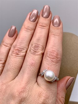 *Кольцо р.18,5 Белый Жемчуг д.9,5*10мм арт. 1.0445.0.b-560 Вес 3,15 г - фото 324396