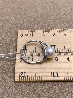 *Кольцо р.18,5 Белый Жемчуг д.9,5*10мм арт. 1.0445.0.b-560 Вес 3,15 г - фото 324399