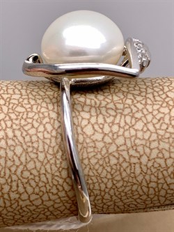 *Кольцо р.18 Белый Жемчуг д.10,5*11мм арт. 1.0288.0.b-871 Вес 3,34 г - фото 324414