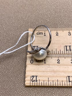 *Кольцо р.18 Белый Жемчуг д.10,5*11мм арт. 1.0288.0.b-871 Вес 3,34 г - фото 324418