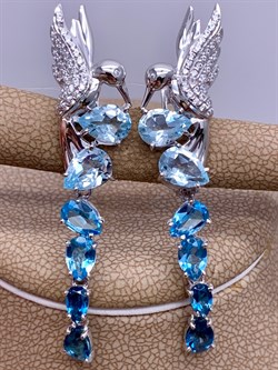 *Серьги Колибри Голубой Топаз Лондон цв Белое арт. 02-2-290-21-220 вес 6,76 г - фото 325262 *Серьги Колибри Голубой Топаз Лондон цв Белое арт. 02-2-290-21-220 вес 6,76 г - фото 325262