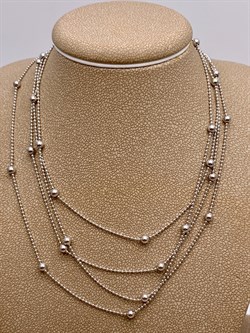 *Цепь р.120 Перлина шарики гладкие арт. 280011R100L120-843  (Вес 6 г) - фото 325282