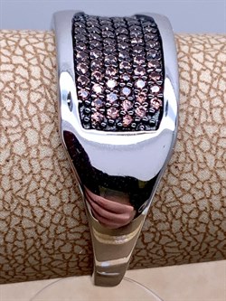 *Кольцо р.19,5 Коньячный Фианит Микро Вставки арт. MP-R00805-X-WB-X-X-DB-856 вес 4,42 г - фото 325625