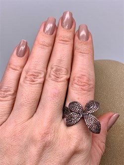 *Кольцо р.18,5 Коньячный Фианит Микро Вставки арт. CZ-R01803-X-WB-X-X-DB-691 вес 5,4 г - фото 325638