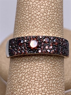 *Кольцо р.19 Коньячный Фианит Микро Вставки арт. SL-R00324-X-WB-DB-X-DB-594 вес 4,4 г - фото 325647