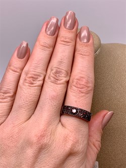 *Кольцо р.19 Коньячный Фианит Микро Вставки арт. SL-R00324-X-WB-DB-X-DB-594 вес 4,4 г - фото 325648