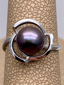 *Кольцо р.16,5 Черный Жемчуг д.7,5*8мм арт. 1.0821.0.b-857 Вес 2,09 г - фото 326096