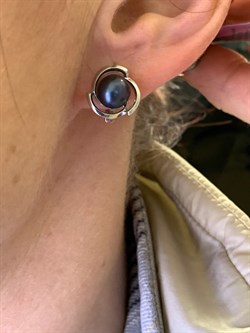 *Серьги Черный Жемчуг д.7,5*8мм арт. 2.0821.0.b-901 Вес 3,93 г - фото 326103 *Серьги Черный Жемчуг д.7,5*8мм арт. 2.0821.0.b-901 Вес 3,93 г - фото 326103