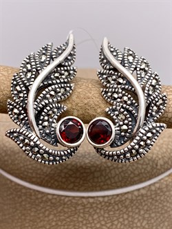 *Серьги Марказит Гранат Пироп арт. HE0001-456 вес 7,36 г - фото 326125 *Серьги Марказит Гранат Пироп арт. HE0001-456 вес 7,36 г - фото 326125