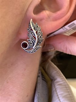 *Серьги Марказит Гранат Пироп арт. HE0001-456 вес 7,36 г - фото 326127 *Серьги Марказит Гранат Пироп арт. HE0001-456 вес 7,36 г - фото 326127