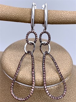 *Серьги Коньячный Фианит Микро Вставки арт. CZ-E2517-7-X-WB-X-X-BR-850 вес 6 г - фото 326302