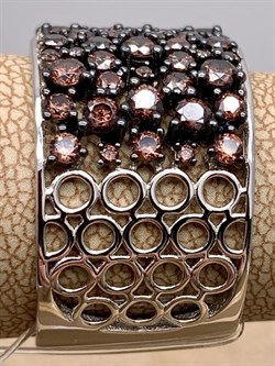 *Кольцо р.19 Коньячный Фианит Микро Вставки арт. CZ-R02719-X-WB-X-X-BR-371 вес 7,6 г - фото 326311