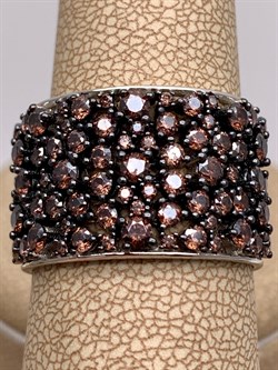 *Кольцо р.19 Коньячный Фианит Микро Вставки арт. CZ-R02719-X-WB-X-X-BR-371 вес 7,6 г - фото 326312