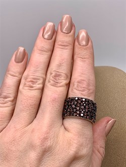 *Кольцо р.19 Коньячный Фианит Микро Вставки арт. CZ-R02719-X-WB-X-X-BR-371 вес 7,6 г - фото 326313