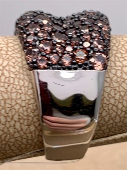 *Кольцо р.20 Коньячный Фианит Микро Вставки арт. Fb-R00849-X-WB-X-X-DB-382 вес 10,56 г - фото 326336