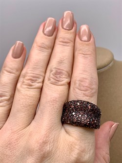 *Кольцо р.20 Коньячный Фианит Микро Вставки арт. Fb-R00849-X-WB-X-X-DB-382 вес 10,56 г - фото 326339