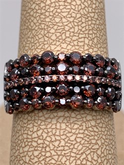 *Кольцо р.19,5 Коньячный Фианит Микро Вставки арт. CZ-R00640-X-WB-X-X-DB-718 вес 5,3 г - фото 326348