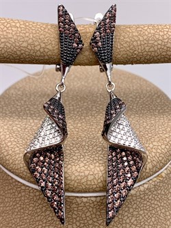 *Серьги Микс Коньячный Фианит Микро Вставки арт. MP-E00981-X-WB-DB-X-W-661 вес 7,9 г - фото 326369