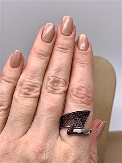 *Кольцо р.18,5 Коньячный Фианит Микро Вставки арт. CZ-R1330-2-X-WB-BR-X-BR-233 вес 4,8 г - фото 326386