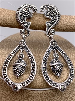 *Серьги Марказит арт HE652-064 Вес 11.52 г - фото 326407