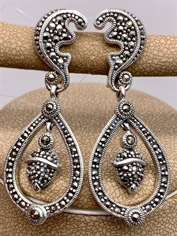 *Серьги Марказит арт HE652-064 Вес 11.52 г - фото 326409