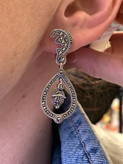 *Серьги Марказит арт HE652-064 Вес 11.52 г - фото 326410