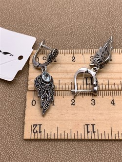 *Серьги Микс Марказит Голубой Топаз арт. HE1566-867 вес 7,72 г - фото 326574