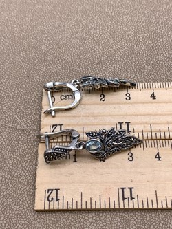 *Серьги Микс Марказит Голубой Топаз арт. HE1566-867 вес 7,72 г - фото 326576