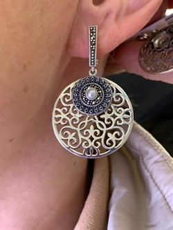 *Серьги Микс Марказит Жемчуг арт. HE1172-608 вес 14.37 г - фото 326923 *Серьги Микс Марказит Жемчуг арт. HE1172-608 вес 14.37 г - фото 326923