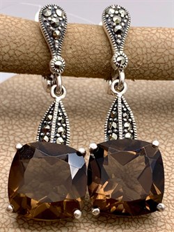 *Серьги Марказит  Раухтопаз арт. HE994-616 вес 7.63 г - фото 327087 *Серьги Марказит  Раухтопаз арт. HE994-616 вес 7.63 г - фото 327087