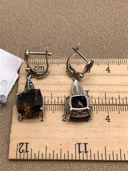 *Серьги Марказит  Раухтопаз арт. HE994-616 вес 7.63 г - фото 327089 *Серьги Марказит  Раухтопаз арт. HE994-616 вес 7.63 г - фото 327089