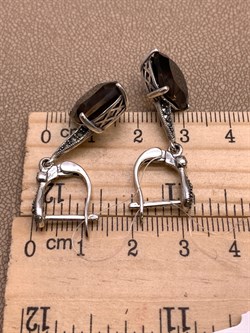 *Серьги Марказит  Раухтопаз арт. HE994-616 вес 7.63 г - фото 327090 *Серьги Марказит  Раухтопаз арт. HE994-616 вес 7.63 г - фото 327090