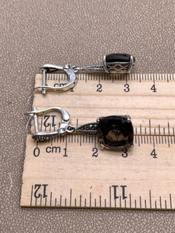 *Серьги Марказит  Раухтопаз арт. HE994-616 вес 7.63 г - фото 327091 *Серьги Марказит  Раухтопаз арт. HE994-616 вес 7.63 г - фото 327091