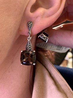 *Серьги Марказит  Раухтопаз арт. HE994-616 вес 7.63 г - фото 327092 *Серьги Марказит  Раухтопаз арт. HE994-616 вес 7.63 г - фото 327092