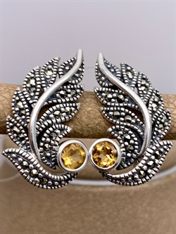 *Серьги Микс Марказит Цитрин арт. HE0001-619 вес 7.36 г - фото 327469 *Серьги Микс Марказит Цитрин арт. HE0001-619 вес 7.36 г - фото 327469