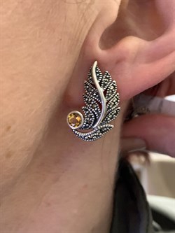 *Серьги Микс Марказит Цитрин арт. HE0001-619 вес 7.36 г - фото 327473 *Серьги Микс Марказит Цитрин арт. HE0001-619 вес 7.36 г - фото 327473