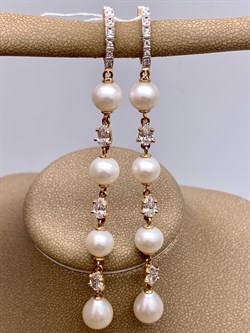 *Серьги Белый Жемчуг цв Красное д.8-9,5  арт. 2.0817.0.f-099 Вес 12,99 г - фото 327802