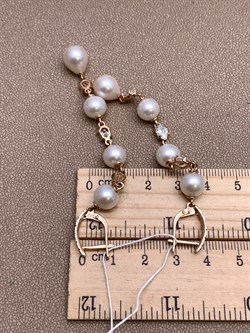 *Серьги Белый Жемчуг цв Красное д.8-9,5  арт. 2.0817.0.f-099 Вес 12,99 г - фото 327804